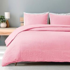 Exclusivo Mezcla Jacquard Stripe King Comforter Set, Reversible Lightweight